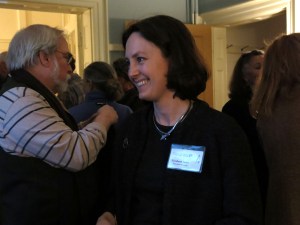 Elizabeth Jacks, Director of the Thomas Cole National Historic Site, greets visitors at the Sunday Salon reception.