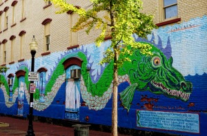 A mural about the Hudson's own "Loch Ness Monster." I once encountered him and dubbed him "Hudson Henry."